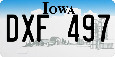 IA license plate DXF497