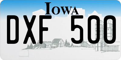 IA license plate DXF500
