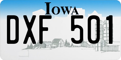 IA license plate DXF501