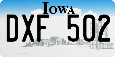 IA license plate DXF502
