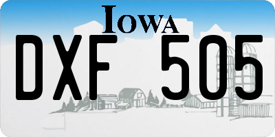 IA license plate DXF505