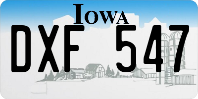 IA license plate DXF547