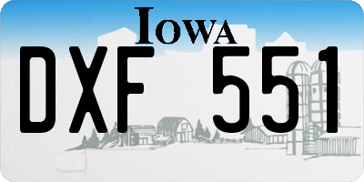 IA license plate DXF551