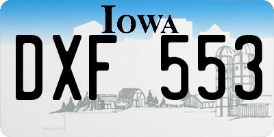IA license plate DXF553