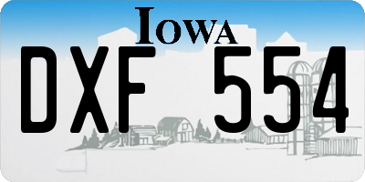 IA license plate DXF554