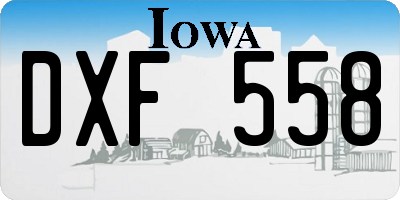 IA license plate DXF558