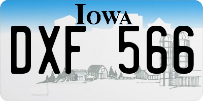 IA license plate DXF566