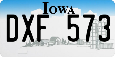 IA license plate DXF573