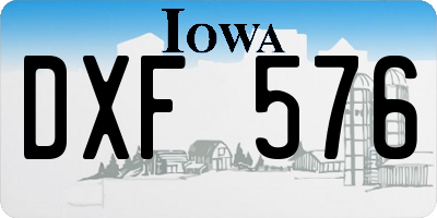 IA license plate DXF576