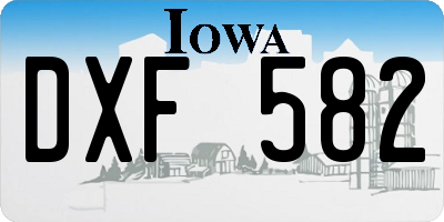 IA license plate DXF582