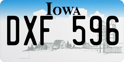 IA license plate DXF596