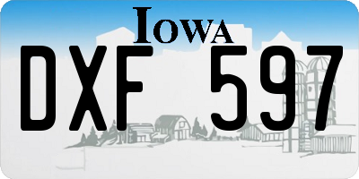 IA license plate DXF597