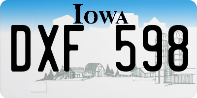 IA license plate DXF598