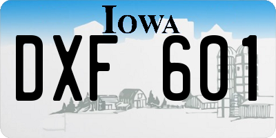 IA license plate DXF601