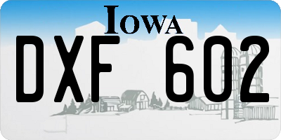 IA license plate DXF602