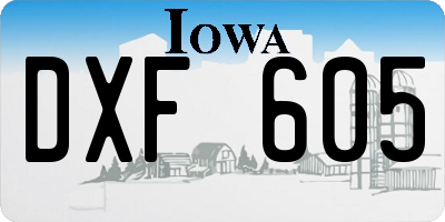 IA license plate DXF605