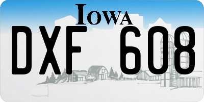 IA license plate DXF608