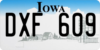 IA license plate DXF609