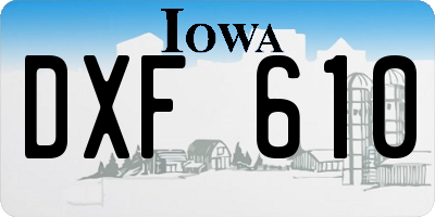 IA license plate DXF610