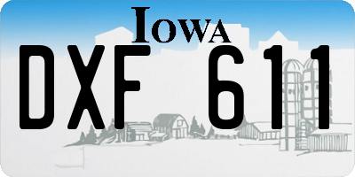 IA license plate DXF611