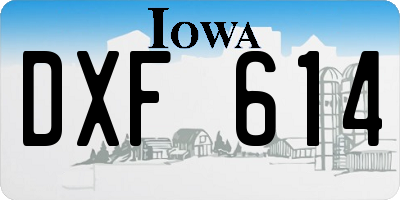 IA license plate DXF614