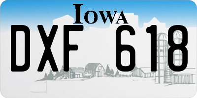 IA license plate DXF618