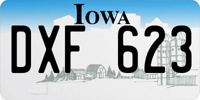 IA license plate DXF623