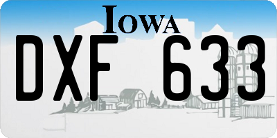 IA license plate DXF633