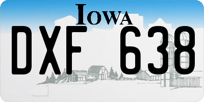 IA license plate DXF638