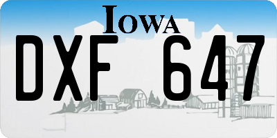 IA license plate DXF647