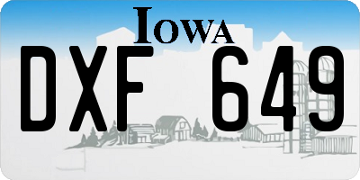 IA license plate DXF649