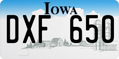 IA license plate DXF650