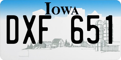 IA license plate DXF651