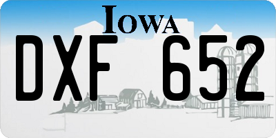 IA license plate DXF652