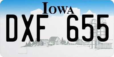 IA license plate DXF655