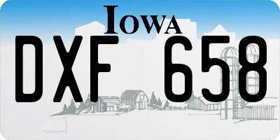 IA license plate DXF658