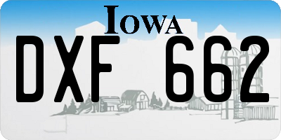 IA license plate DXF662