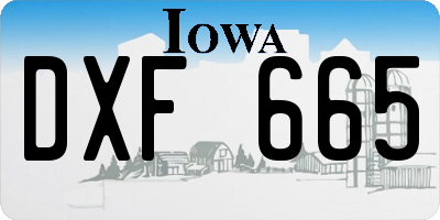 IA license plate DXF665