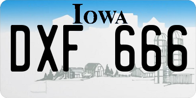 IA license plate DXF666