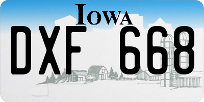 IA license plate DXF668