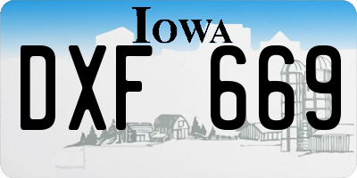 IA license plate DXF669