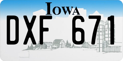 IA license plate DXF671