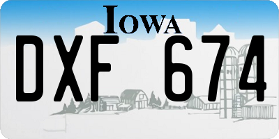 IA license plate DXF674
