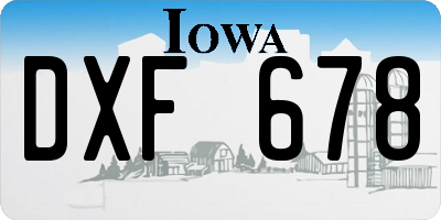IA license plate DXF678
