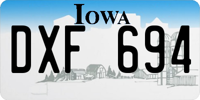 IA license plate DXF694