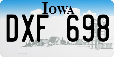 IA license plate DXF698
