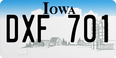 IA license plate DXF701