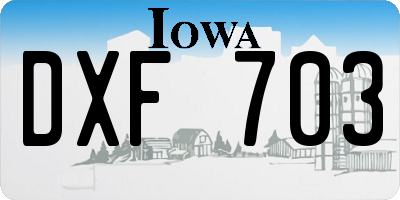 IA license plate DXF703