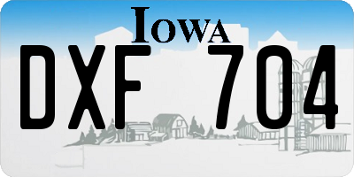 IA license plate DXF704