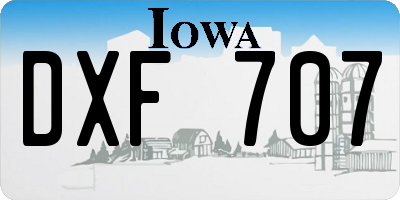 IA license plate DXF707